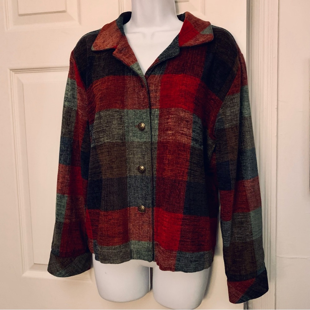 Christopher & Banks Multicolor Plaid Button Down SHACKET  (Shirt/Jacket)